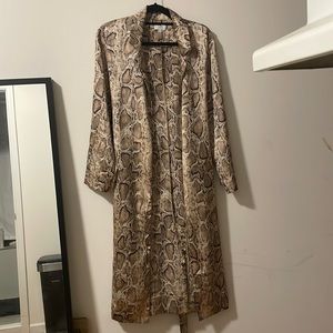 New York boutique silk snakeskin print duster robe cardigan